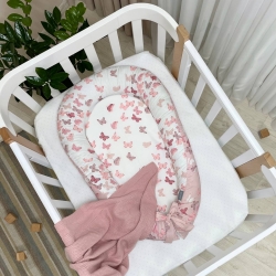 Protectie somn - Baby Nest Fluturi roz